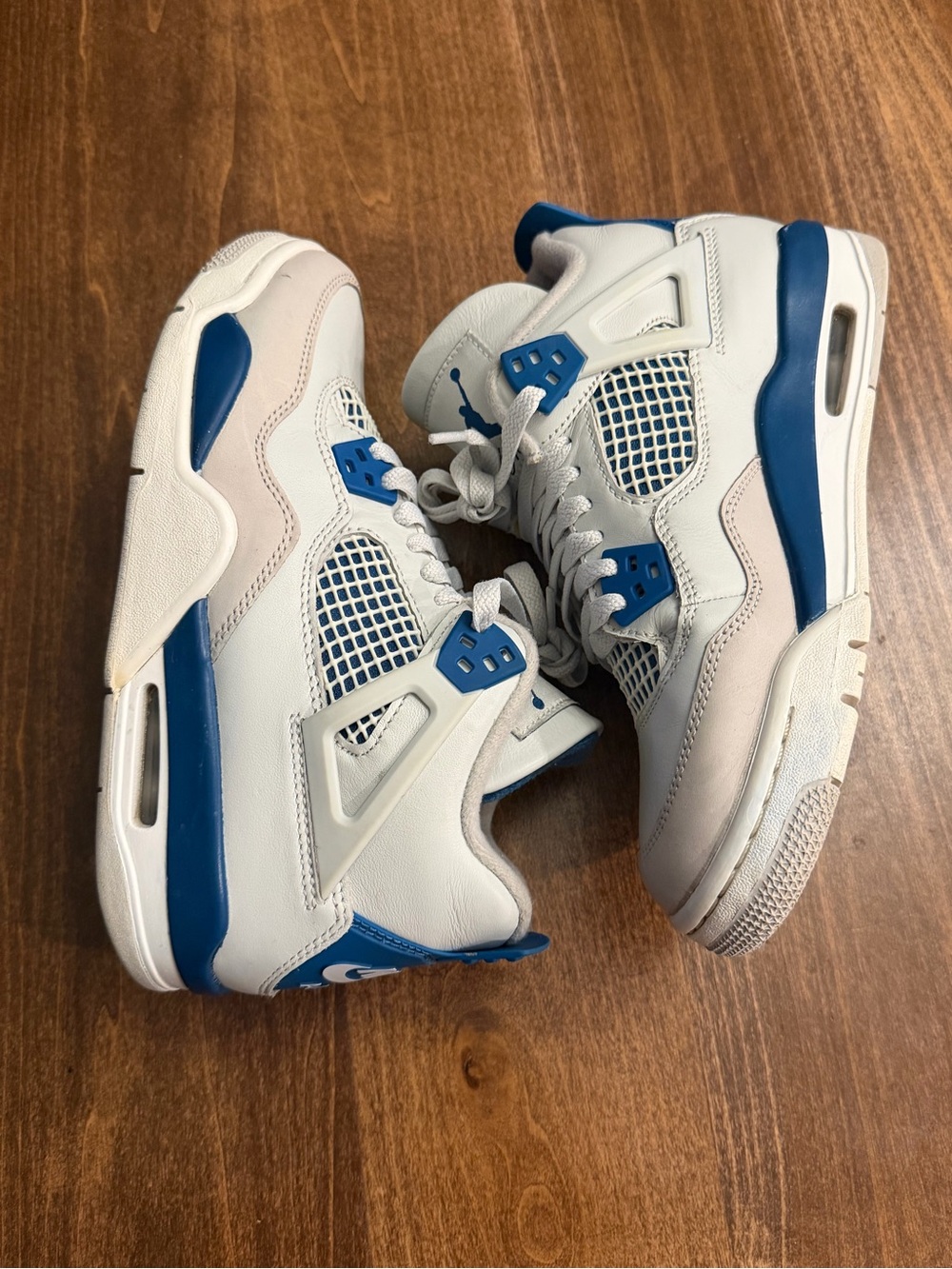 Excellent Air Jordan 4 Retro 2024 Off White/Military Blue GS Sz6Y